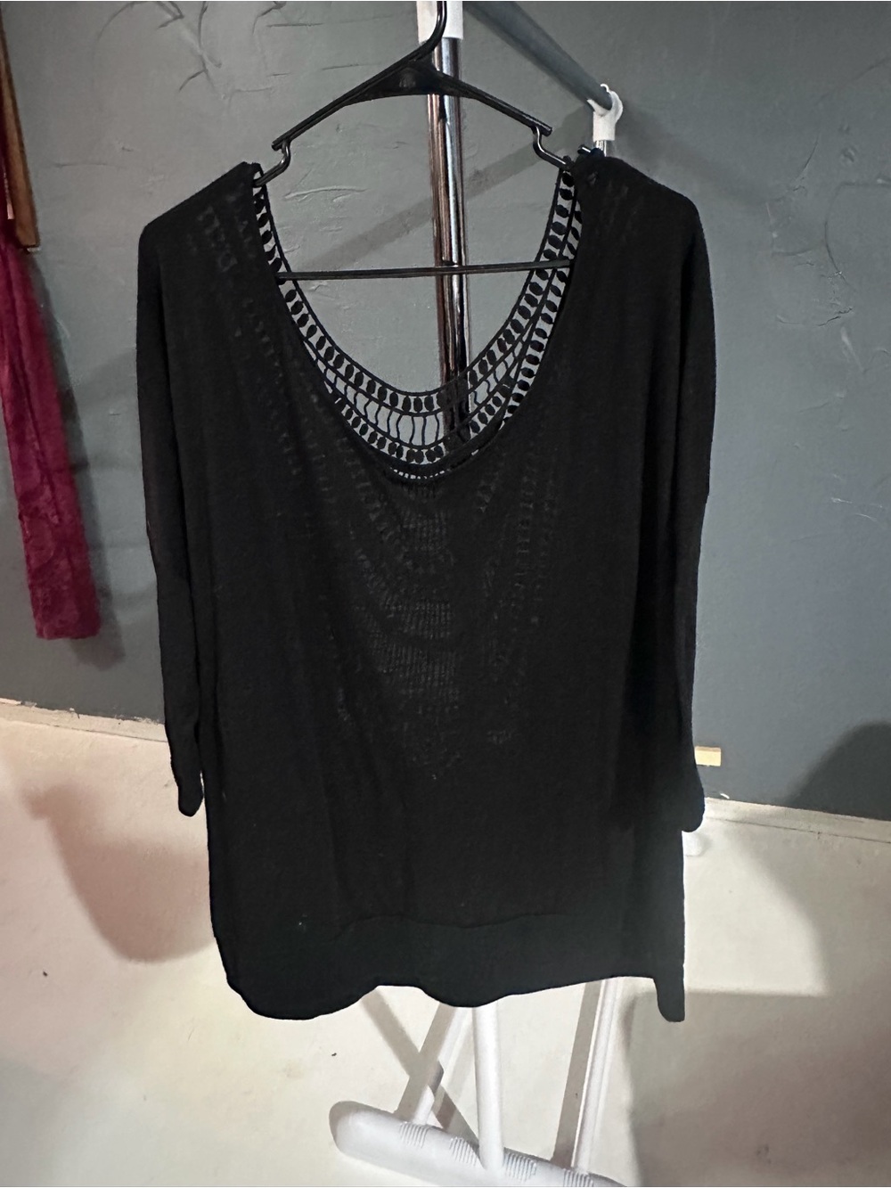 Black Lace-Back Knit Women's Top